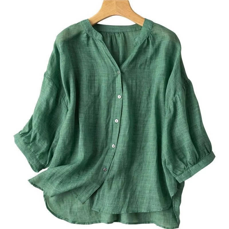 Vintage Button Detail Blouse, Stylish Women’s Casual Top for Daily Fashion