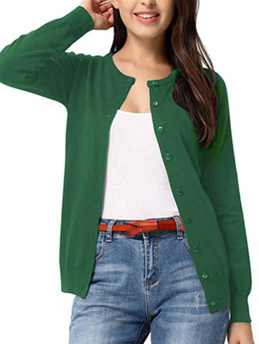 Women's Long Sleeve Knit Cardigan Sweaters, Casual Dressy Open Front Button Down Cardigans, Summer Outfit