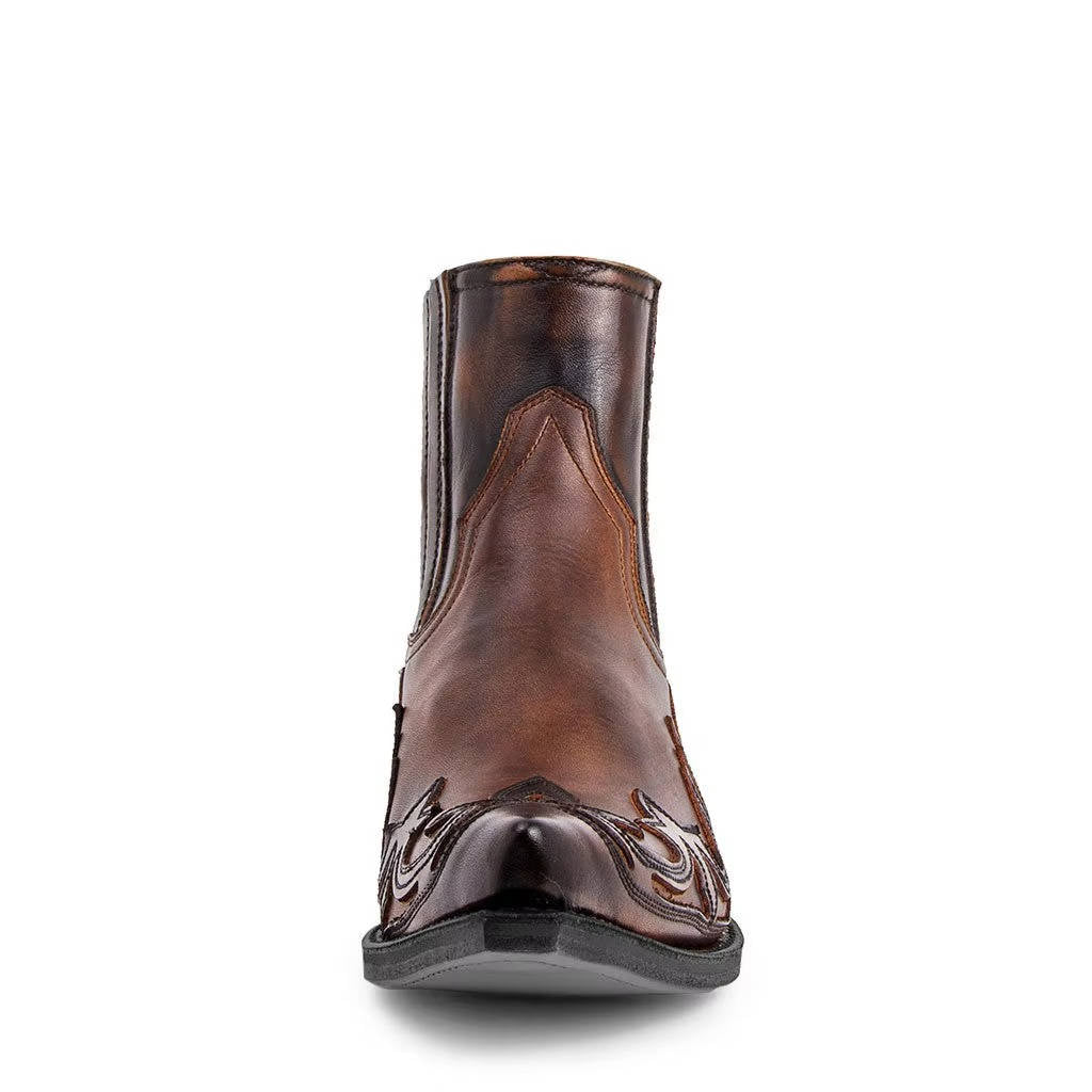 Embroidered Western Ankle Boots with Pointed Toe and Rubber Grip Outsole for Women