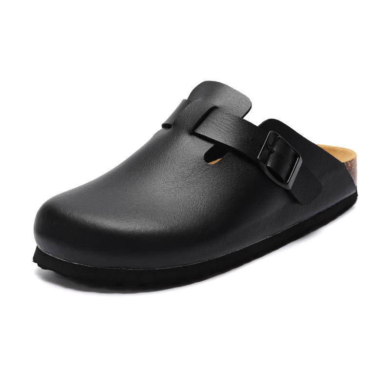 Womens Vegan Suede Clogs, Cork Footbed Slip on Shoes, Comfortable Casual Potato Shoes