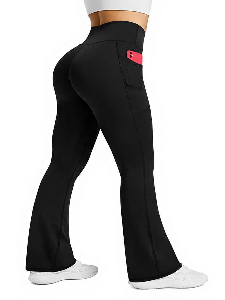 Womens Flared Yoga Pants, High Waisted Flare Leggings with Pockets for Yoga Workout and Casual Wear