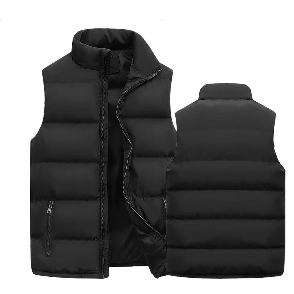 Sleeveless Puffer Vest with Stand Up Collar and Water Repellent Fabric for Men