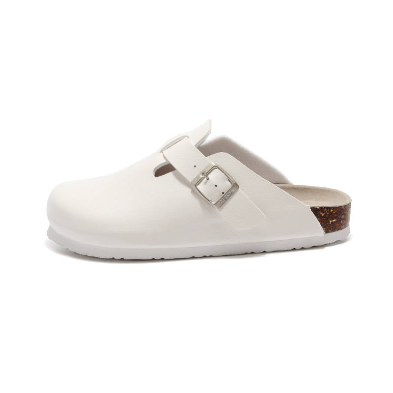 Womens Vegan Suede Clogs, Cork Footbed Slip on Shoes, Comfortable Casual Potato Shoes