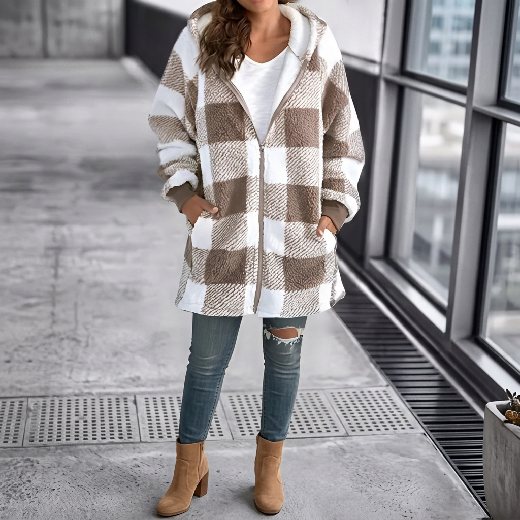 Fleece Hoodie with Loose Fit and Long Sleeves for Women