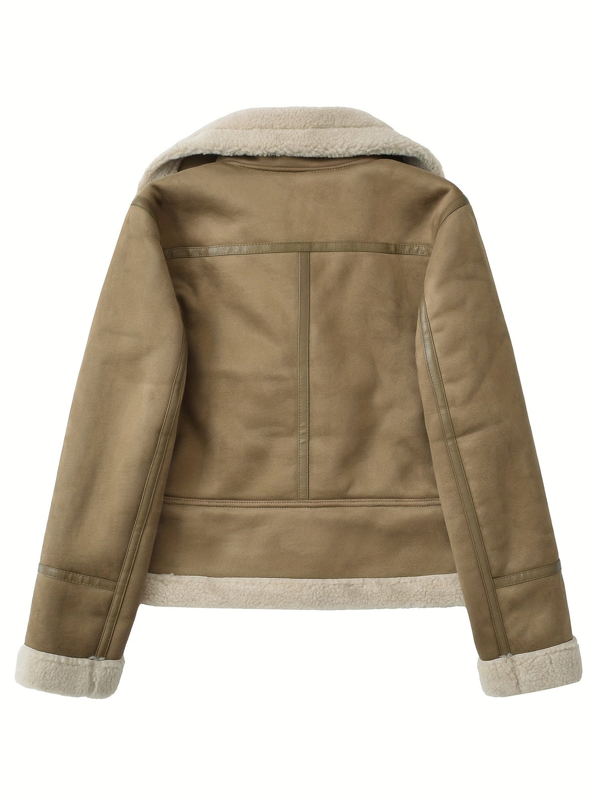 Aviator Jacket with Adjustable Waist Belt and Plush Lined Collar, Zippered Pockets
