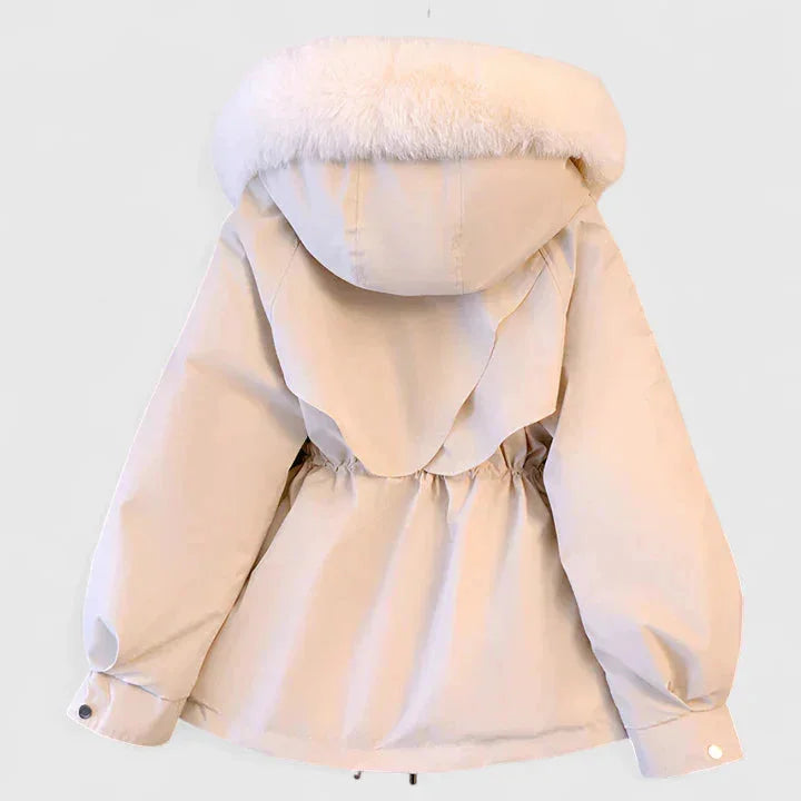 Womens Hooded Parka with Padded Insulation and Faux Fur Trim, Wind-Resistant