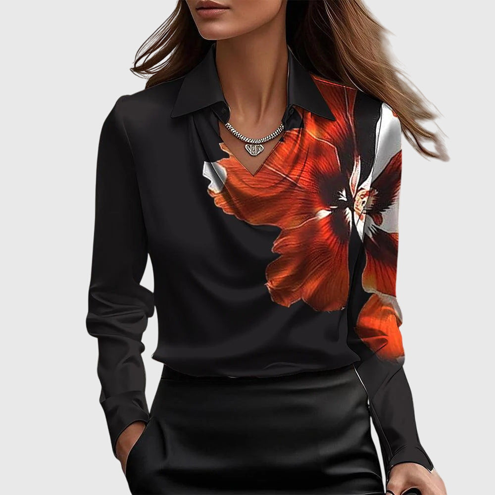 Draped Neckline Blouse with Soft Fabric and Flattering Silhouette