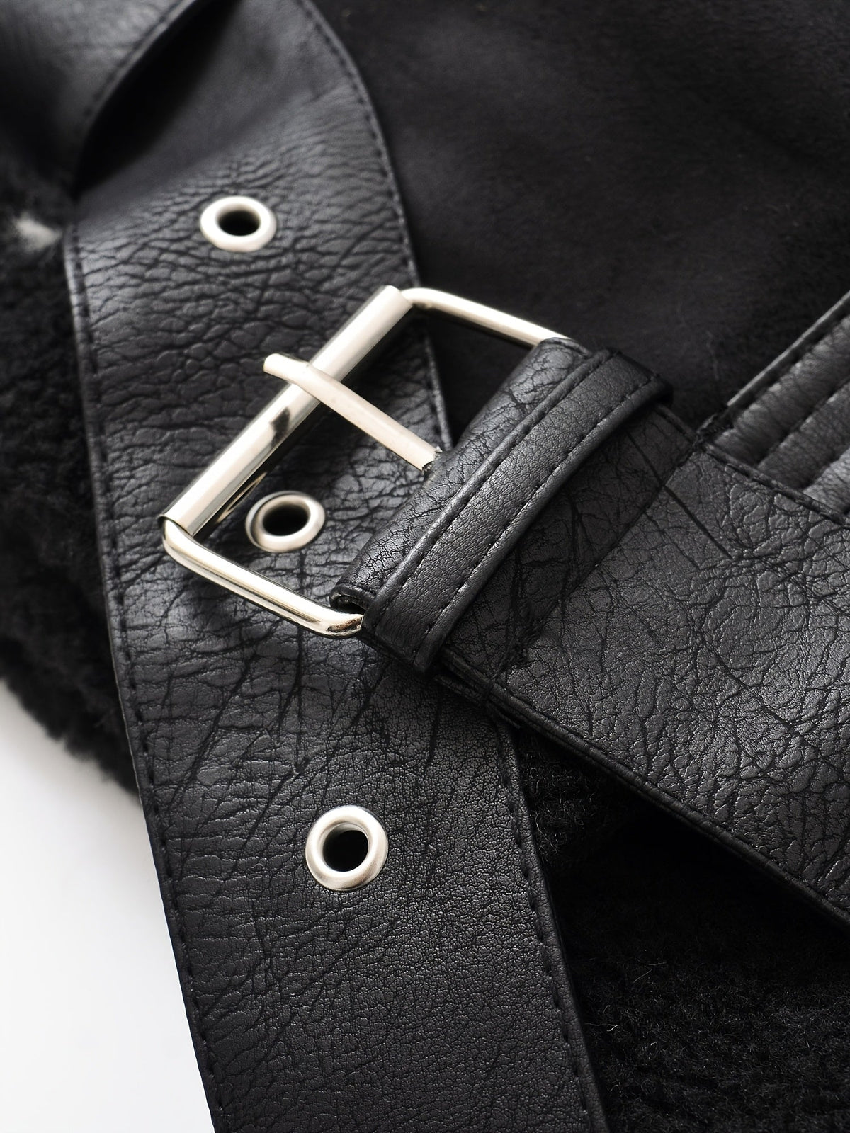 Aviator Jacket with Adjustable Waist Belt and Plush Lined Collar, Zippered Pockets