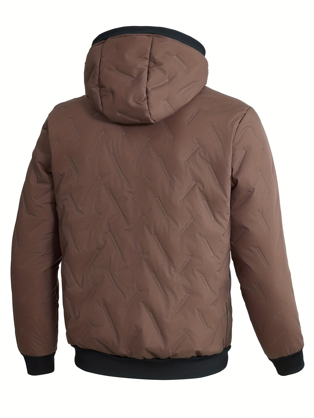 Hooded Winter Jacket with Plush Lining and Zip Pockets, Relaxed Fit