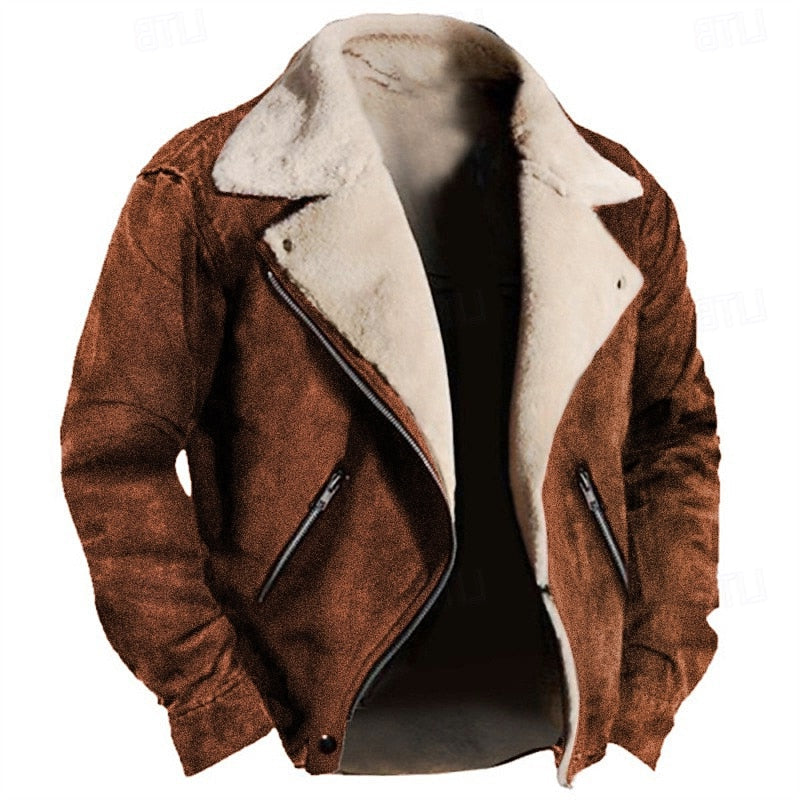 Lined Winter Jacket with Plush Interior and Classic Collar, Relaxed Fit
