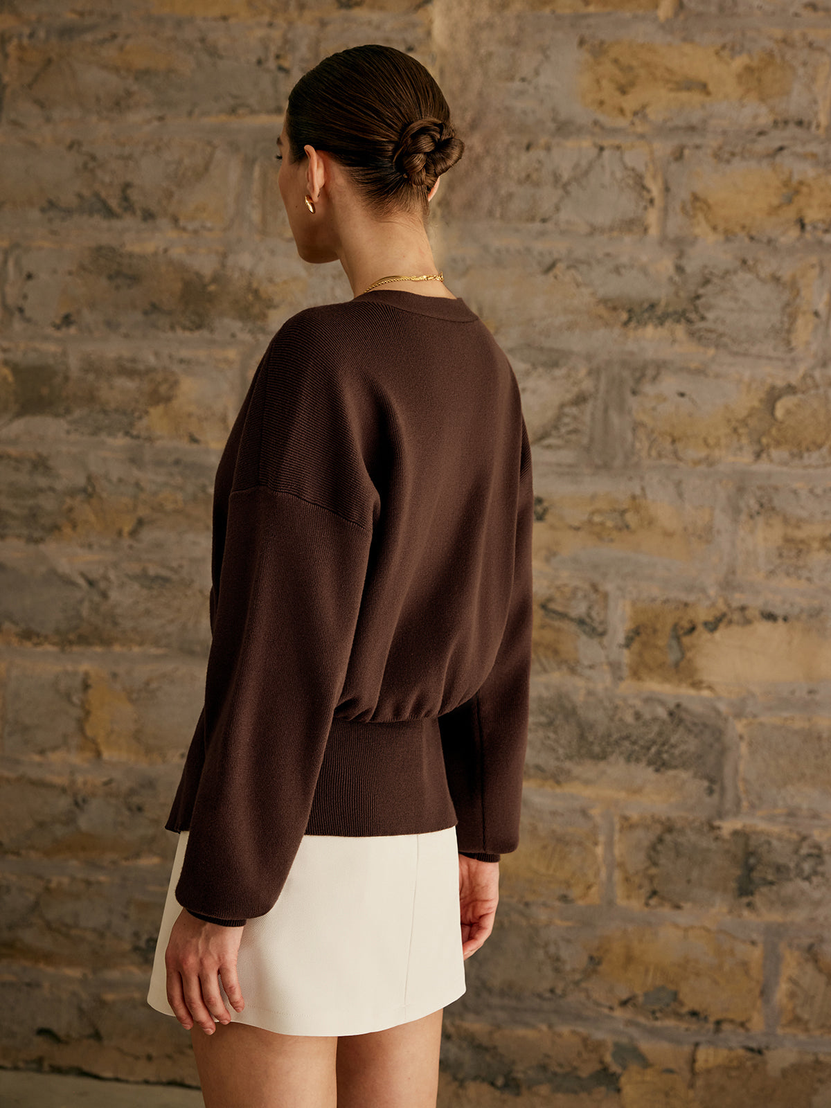 Button Front Cardigan with Medium Stretch Knit for Work