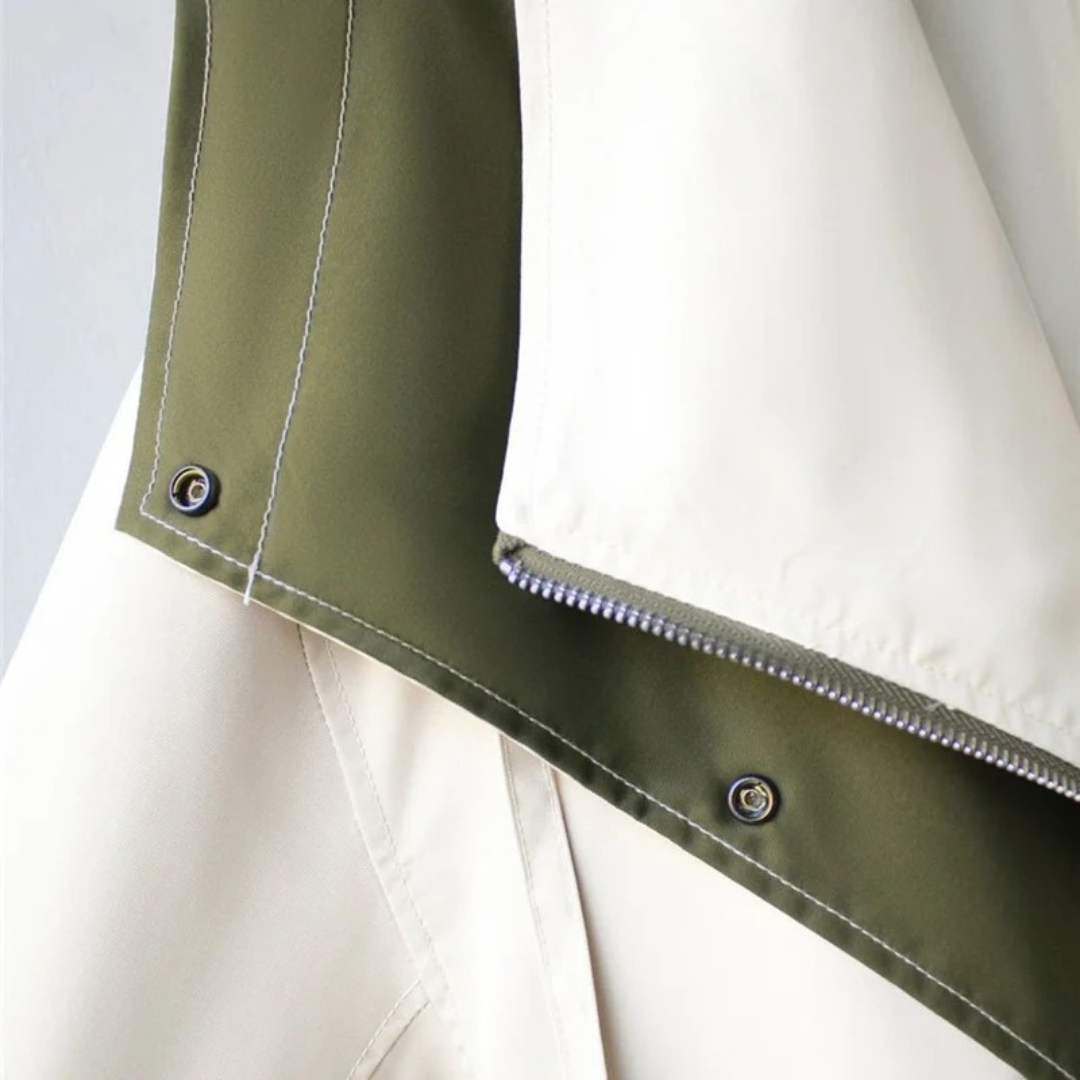 Womens Oversize Trench Coat with Water Repellent Fabric and Double Collar