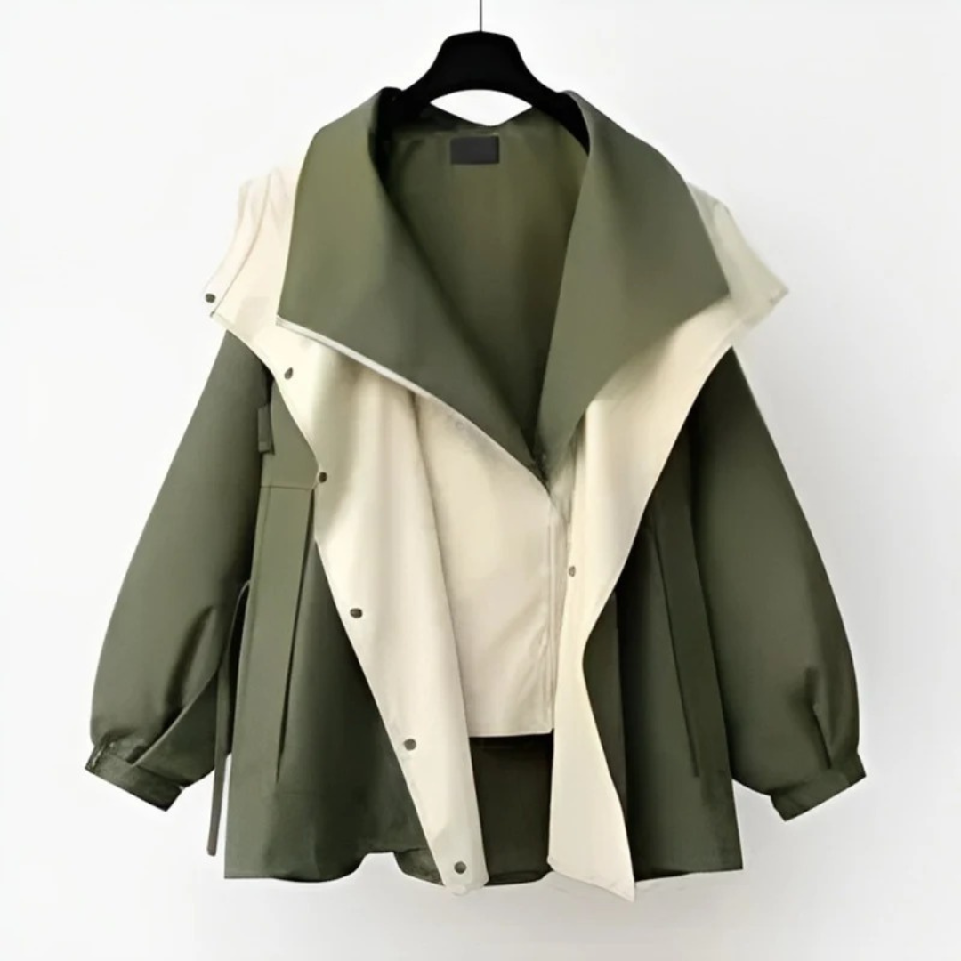 Womens Oversize Trench Coat with Water Repellent Fabric and Double Collar