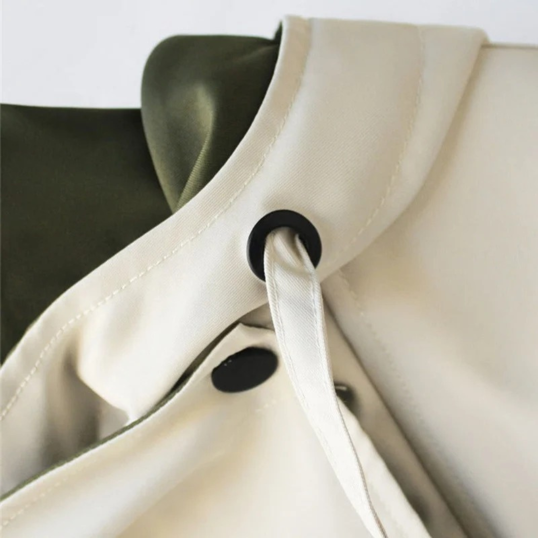 Womens Oversize Trench Coat with Water Repellent Fabric and Double Collar