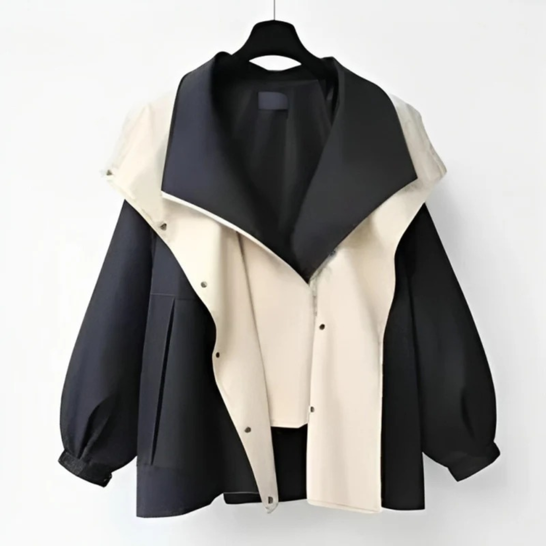Womens Oversize Trench Coat with Water Repellent Fabric and Double Collar