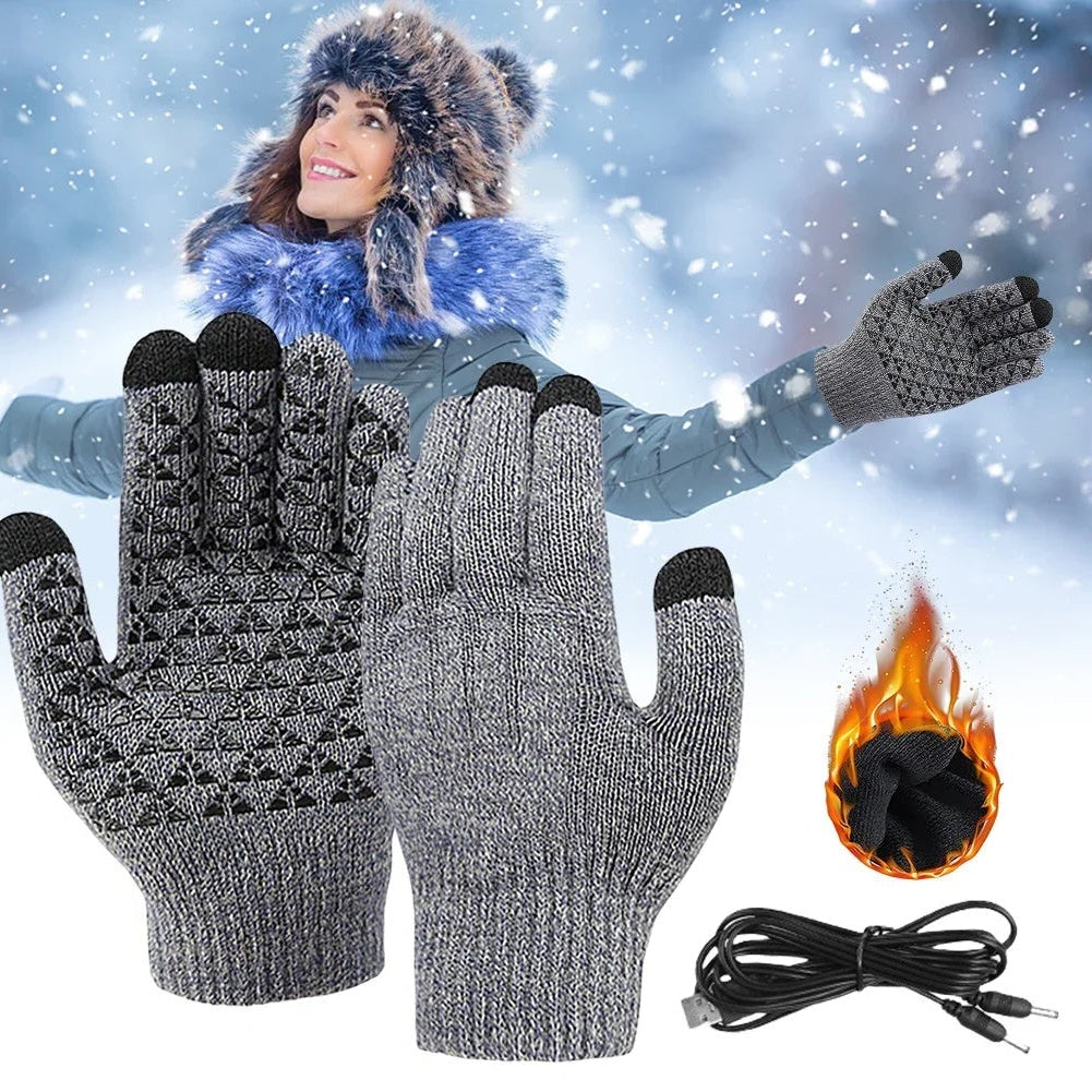Heated Touchscreen Gloves with Three-Finger Access and Silicone Grip