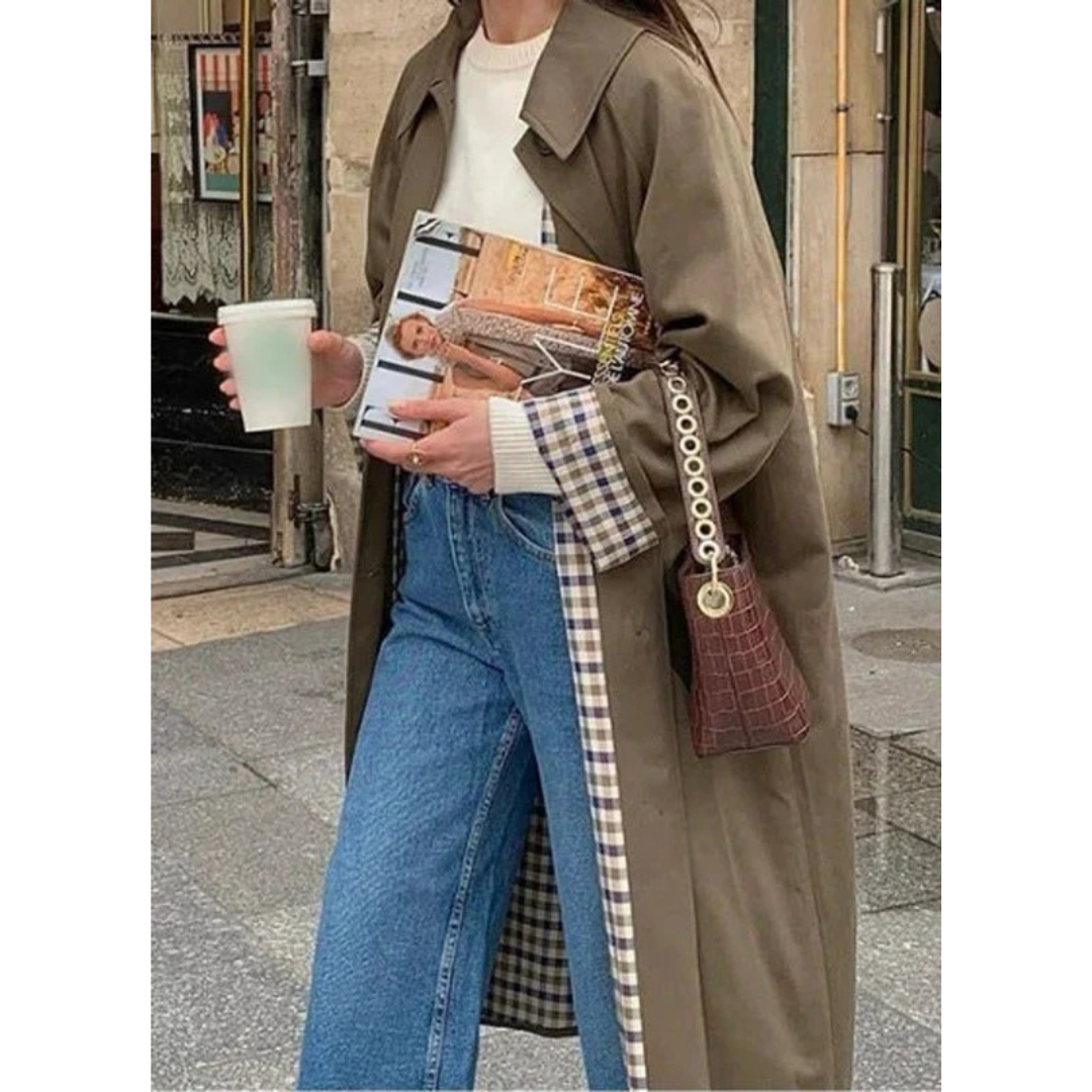 Womens Oversize Trench Coat in Khaki with Extended Length