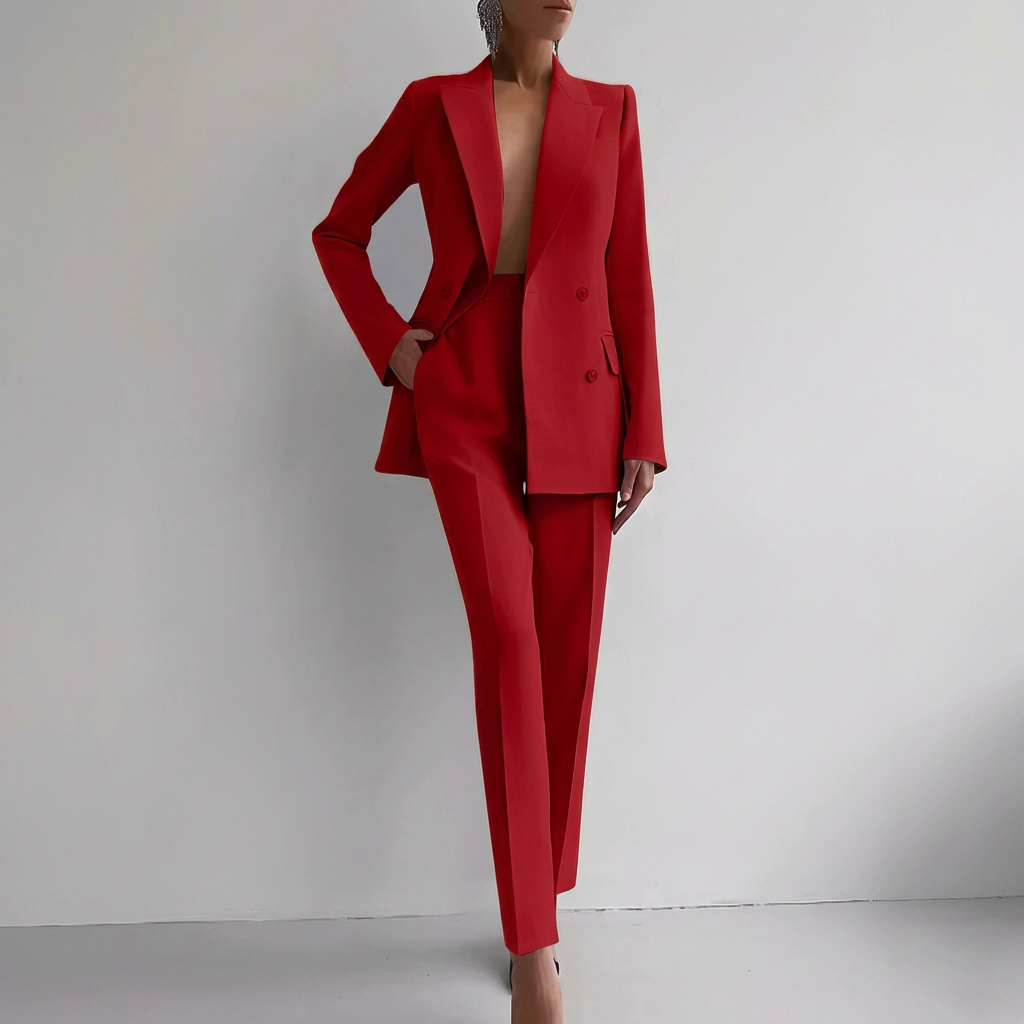 Batwing Sleeve Top and Straight Leg Trousers Two Piece Set
