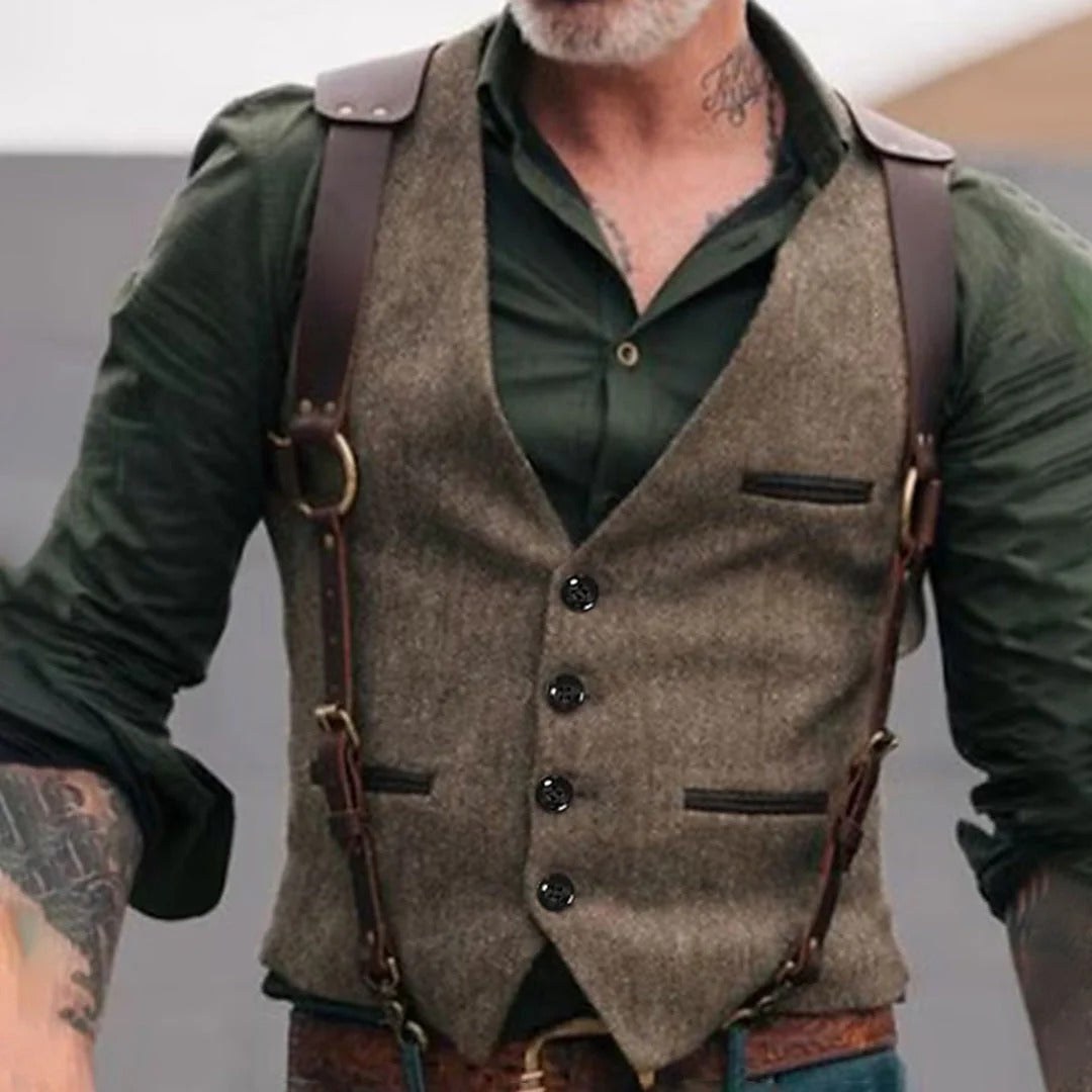 Sleeveless Button Front Vest with Neutral Colors for Casual and Formal Wear