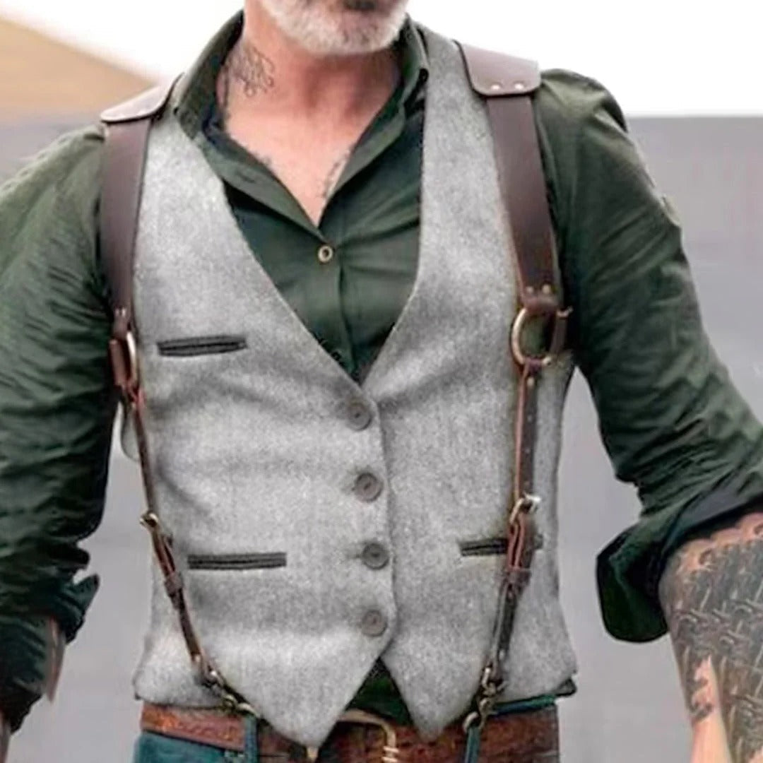 Sleeveless Button Front Vest with Neutral Colors for Casual and Formal Wear