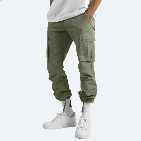 Mens Straight Fit Cargo Pants with Multiple Pockets and Secure Closures