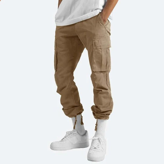 Mens Straight Fit Cargo Pants with Multiple Pockets and Secure Closures