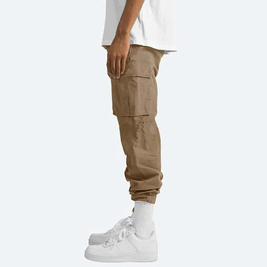 Mens Straight Fit Cargo Pants with Multiple Pockets and Secure Closures