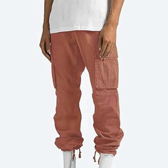 Mens Straight Fit Cargo Pants with Multiple Pockets and Secure Closures