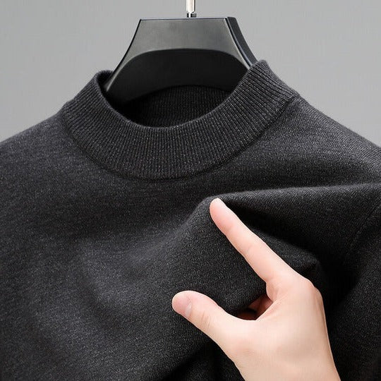 Mens Pullover Sweater with Regular Fit and Straight Hem
