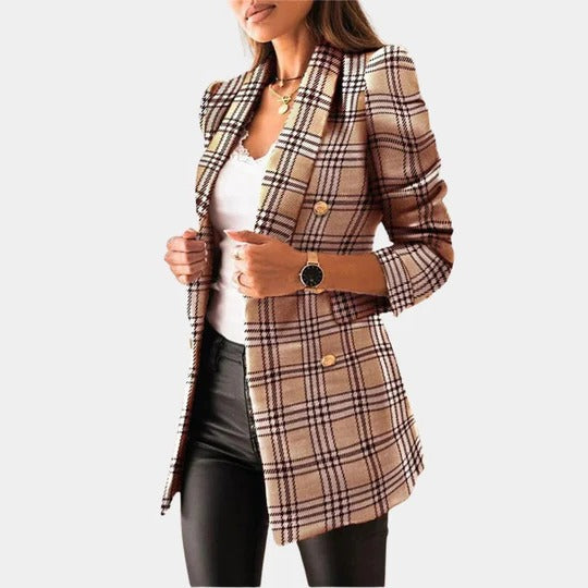 Womens Tailored Blazer with Regular Fit and Structured Shoulders, Three Neutral Colors