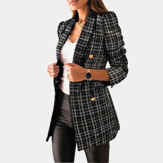 Womens Tailored Blazer with Regular Fit and Structured Shoulders, Three Neutral Colors
