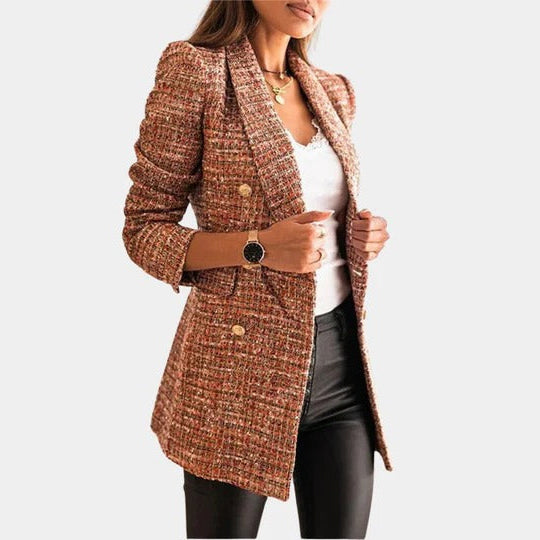 Womens Tailored Blazer with Regular Fit and Structured Shoulders, Three Neutral Colors