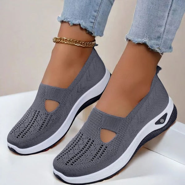 Slip On Shoes with Breathable Knit Upper and Orthopedic Cushioned Sole