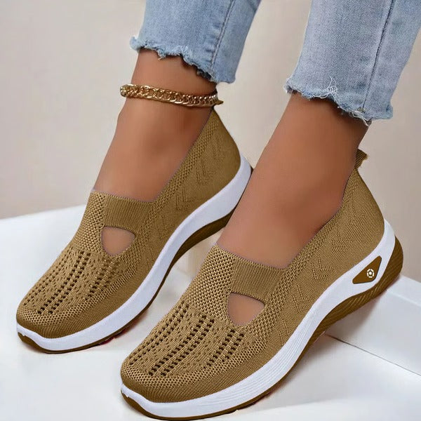 Slip On Shoes with Breathable Knit Upper and Orthopedic Cushioned Sole