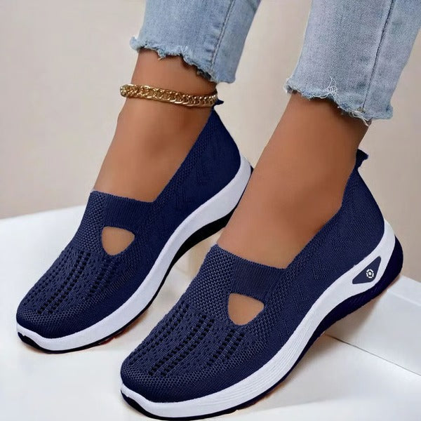 Slip On Shoes with Breathable Knit Upper and Orthopedic Cushioned Sole