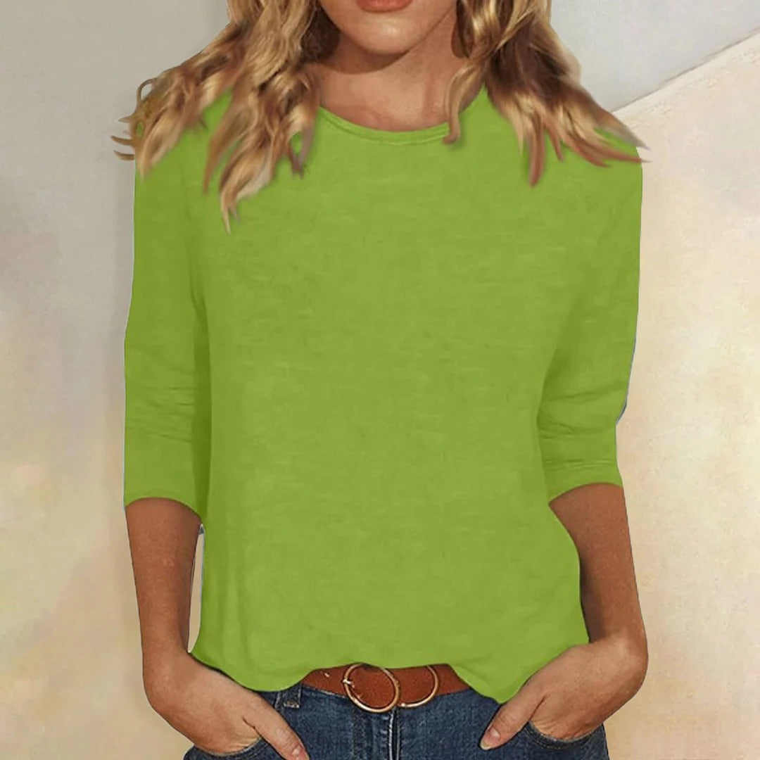 Round Neckline Long Sleeve Shirt with Regular Fit and Full Arm Coverage