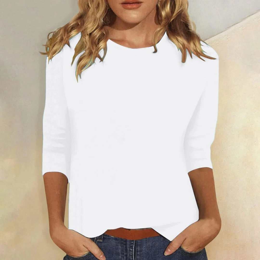 Round Neckline Long Sleeve Shirt with Regular Fit and Full Arm Coverage