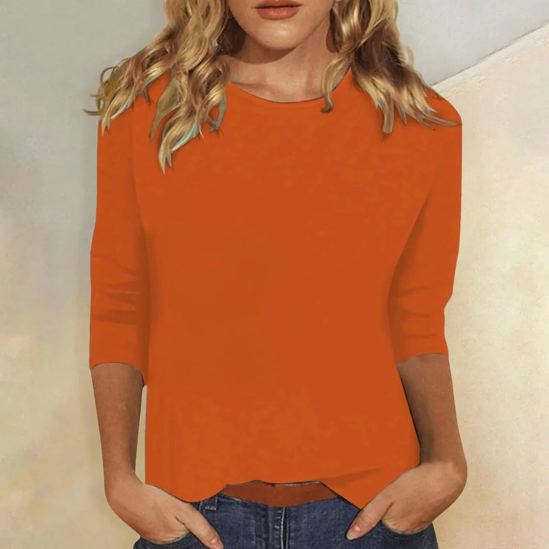 Round Neckline Long Sleeve Shirt with Regular Fit and Full Arm Coverage