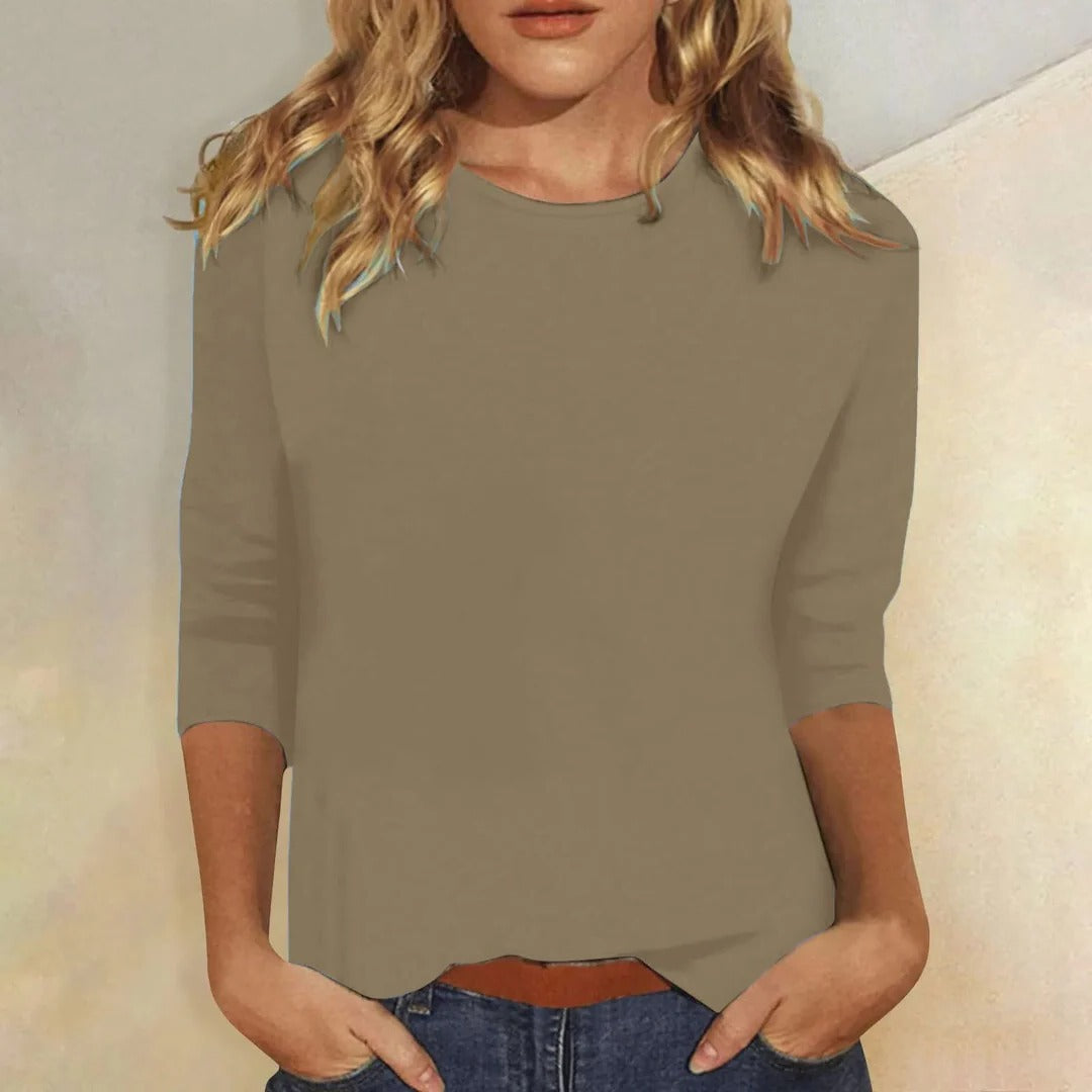 Round Neckline Long Sleeve Shirt with Regular Fit and Full Arm Coverage