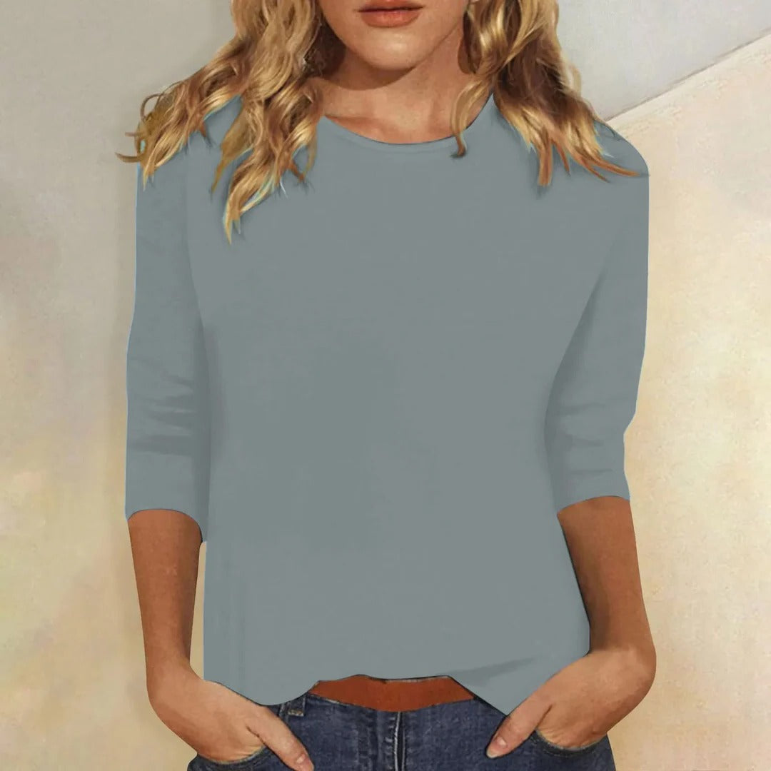 Round Neckline Long Sleeve Shirt with Regular Fit and Full Arm Coverage