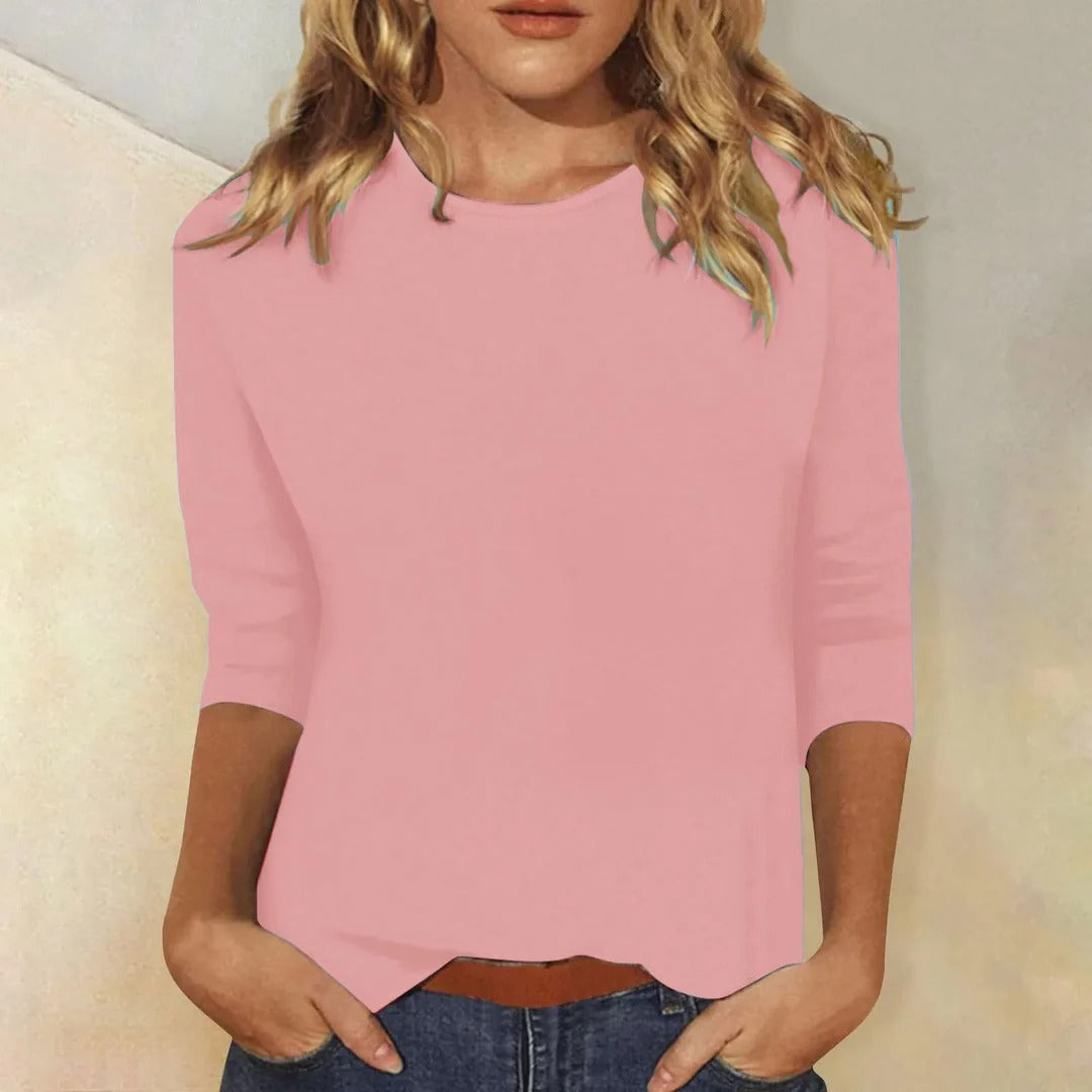 Round Neckline Long Sleeve Shirt with Regular Fit and Full Arm Coverage
