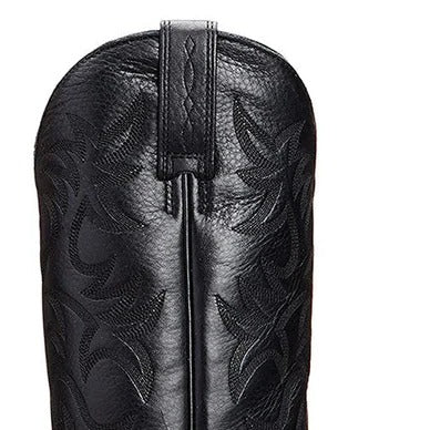 Pointed Toe Cowboy Boots with Mid Calf Shaft and Structured Heel, Rubber Sole