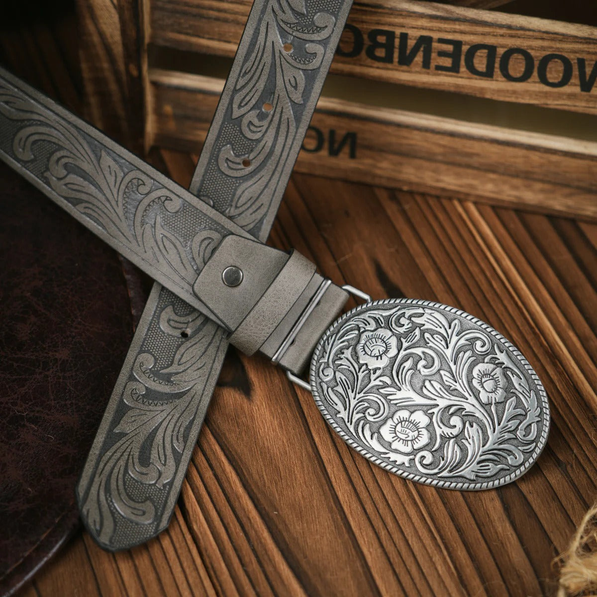 Western Style Belt with Secure Buckle Closure and Structured Build