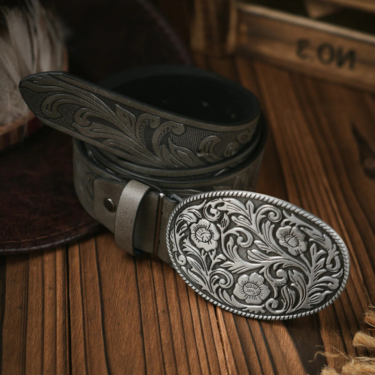 Western Style Belt with Secure Buckle Closure and Structured Build