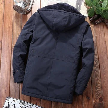 Insulated Winter Jacket with Adjustable Hood and Zippered Pockets