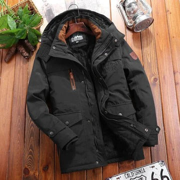 Insulated Winter Jacket with Adjustable Hood and Zippered Pockets