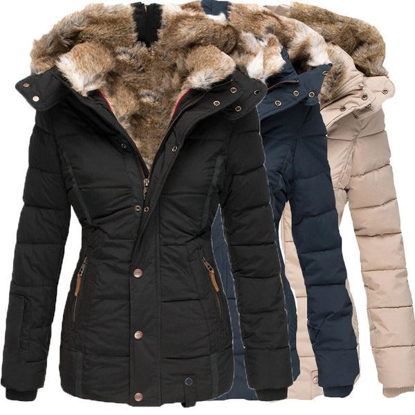 Quilted Hooded Winter Parka with Plush Lining