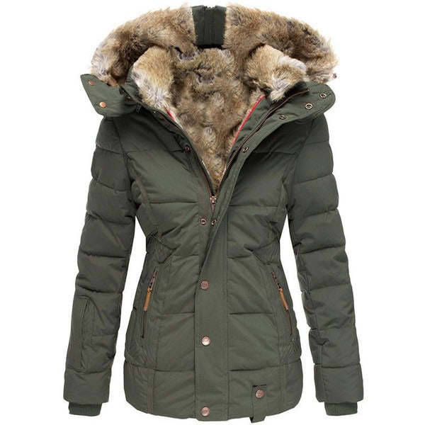 Quilted Hooded Winter Parka with Plush Lining