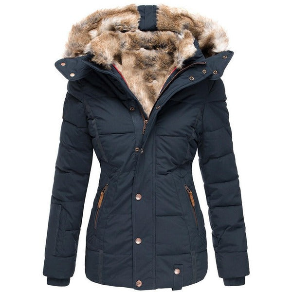 Quilted Hooded Winter Parka with Plush Lining