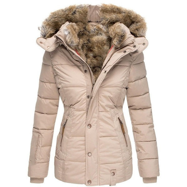 Quilted Hooded Winter Parka with Plush Lining